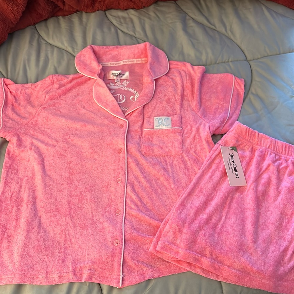 NWT Juicy Couture Terry Pjs Barbie pink